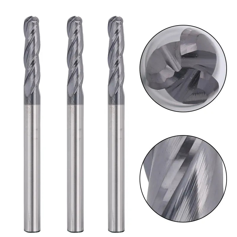 3BNB05, 1/8 inch Shank, 3-Flute ball Nose, 1-1/2 inch Overall Length, End Mills CNC Router Bits, General Purpose, Stainless Steel Metal TiAlN Coating, For Aluminum, Metal, Plastic, MDF & Wood, 5pcs | SainSmart