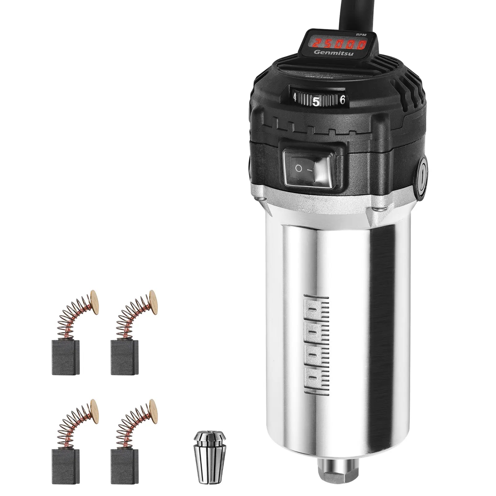 10W CNC Compact Router 65mm Diameter, Spindle Motor with LCD Digital Display 6 Adjustable Speeds, 1/8” ER11 Collet, 4 Carbon Brushes, for CNC Milling Machine | SainSmart