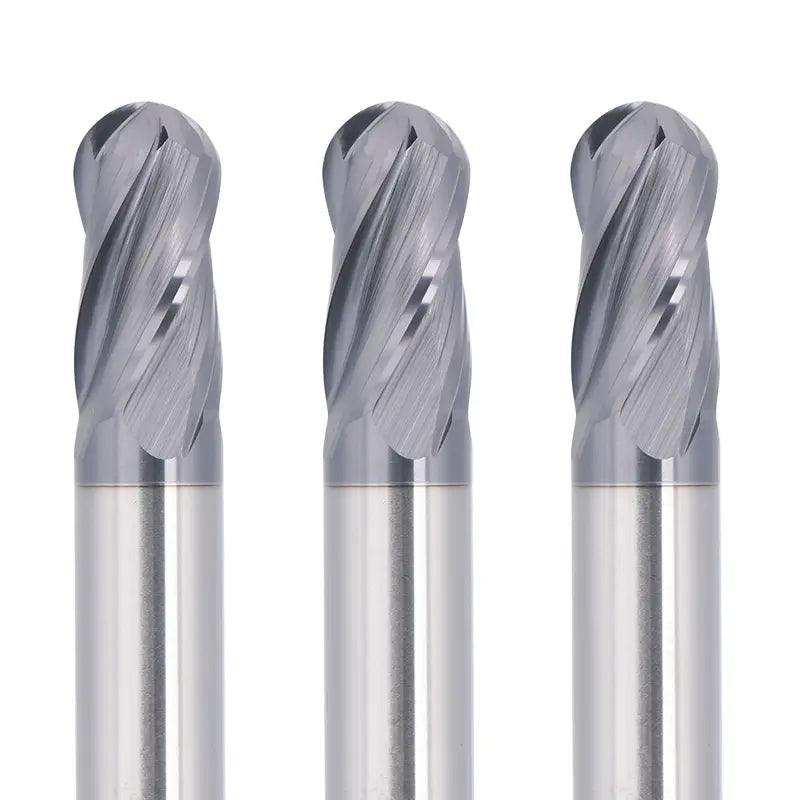 4BNC05, 1/4 inch Shank, 4-Flute ball Nose, 3 inch Overall Length, End Mills CNC Router Bits, Stainless Steel Metal with TiAlN Coating, For Aluminum, Metal, Plastic, MDF & Wood, 5pcs
