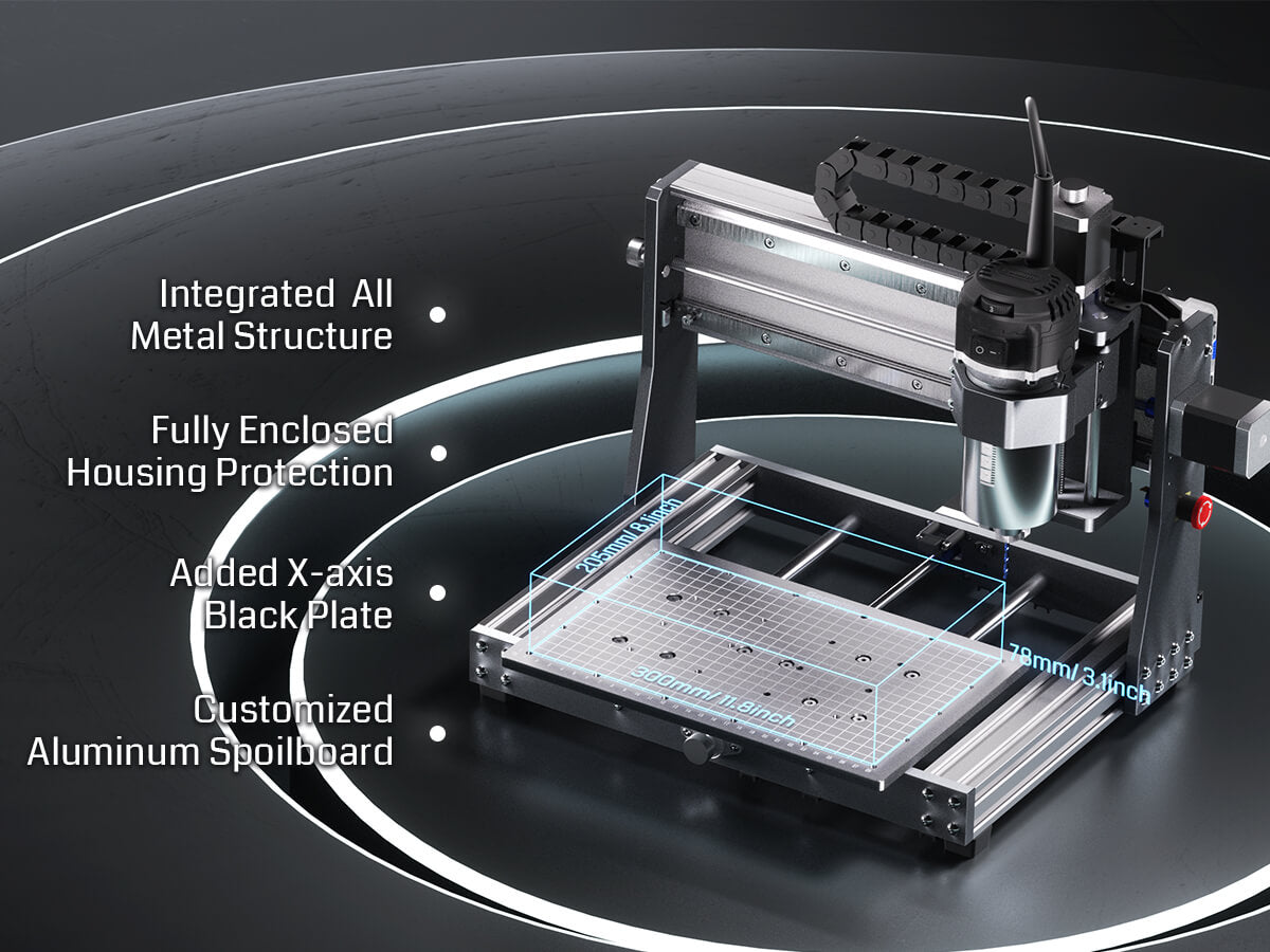 Solid all-metal construction, the 3020-PRO Ultra CNC router