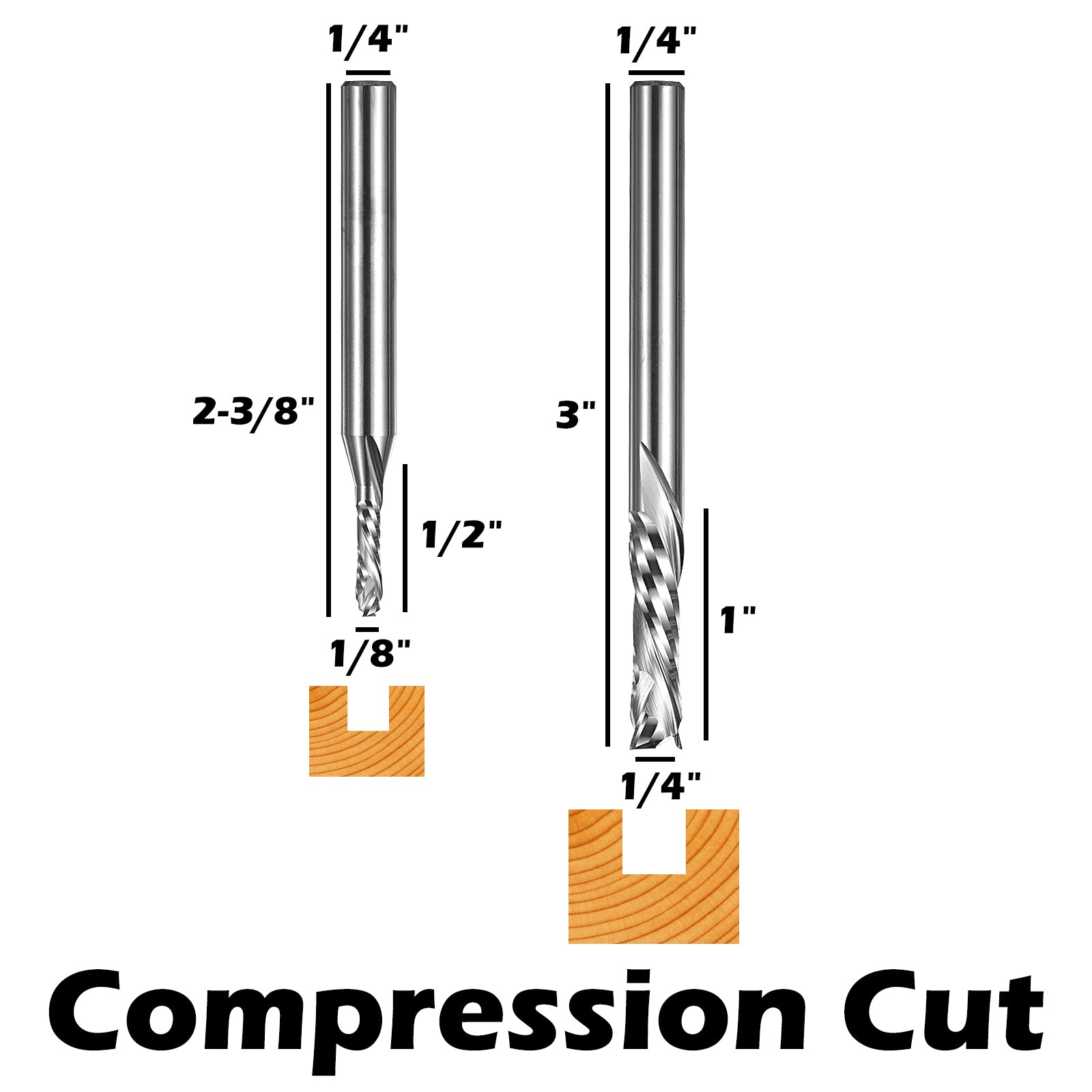 Genmitsu 5pcs Down Cut & Compression Cut End Mills CNC Router Bits