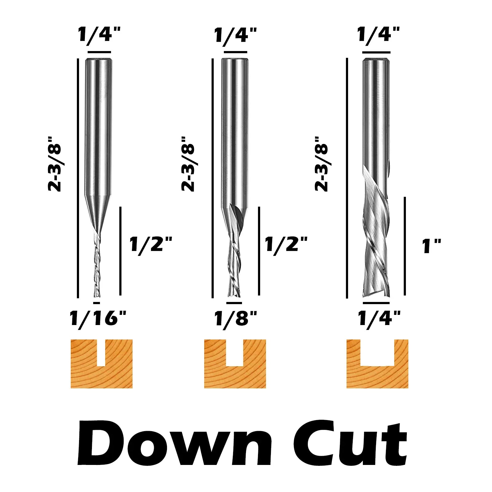 Genmitsu 5pcs Down Cut & Compression Cut End Mills CNC Router Bits| SainSmart