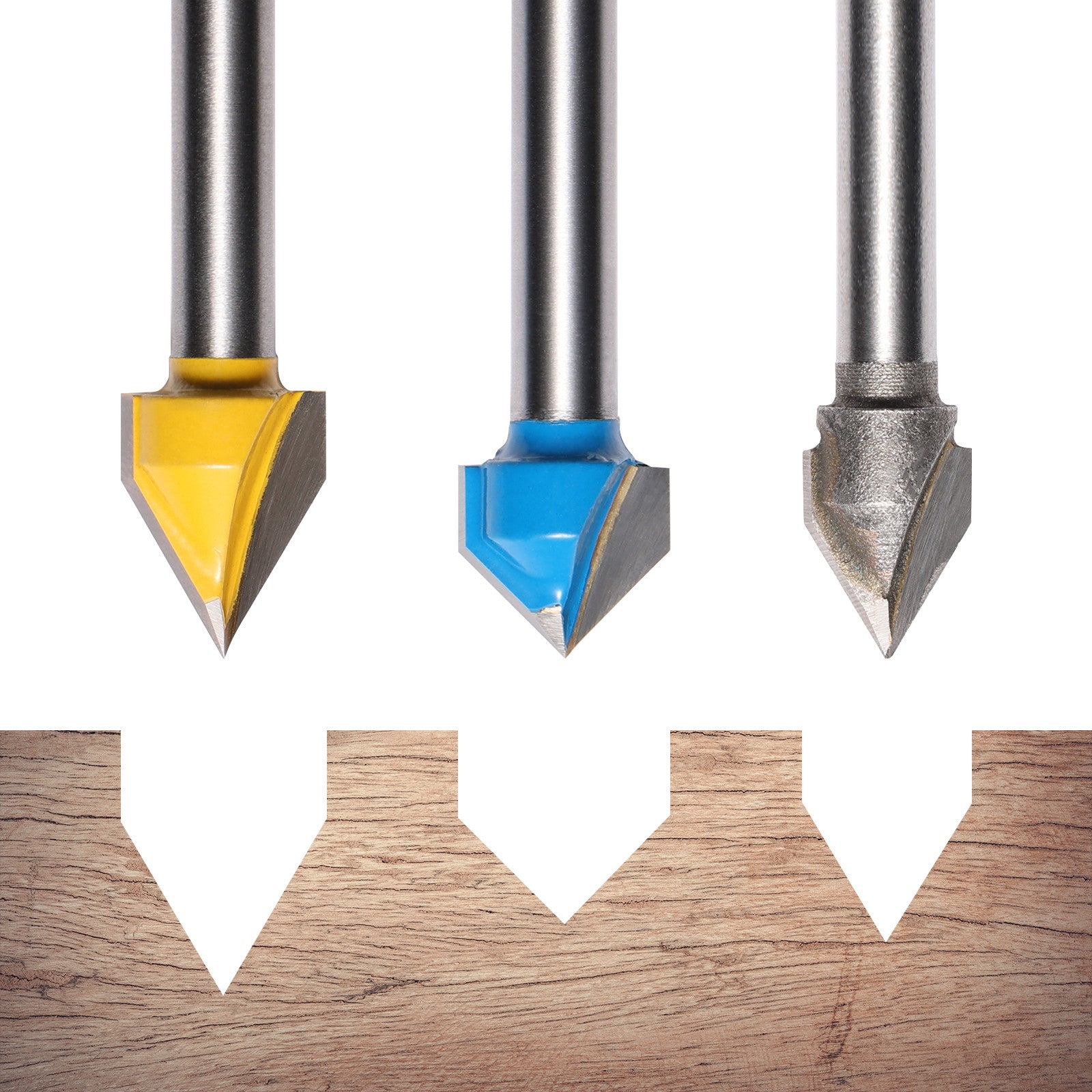 Genmitsu VG03A 3pcs 1/4” V-Groove Router Bits Set