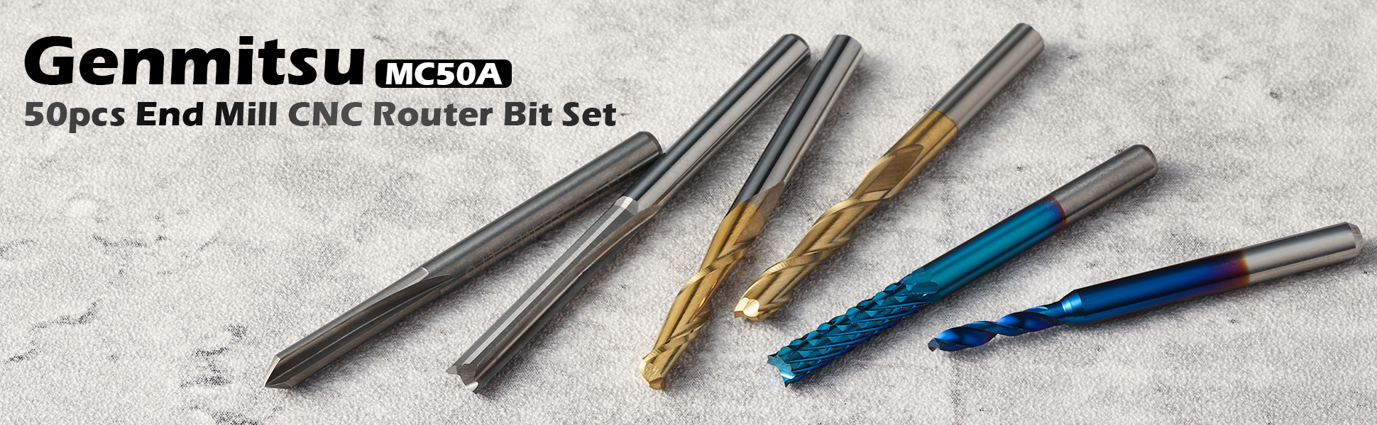 Genmitsu MC50A 50pcs End Mill CNC Router Bit Set