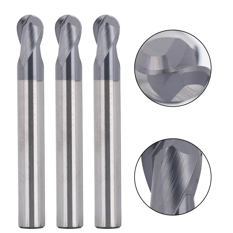 2BNC05, 1/4 inch Shank, 3 inch Overall Length, 2-Flute ball Nose, End Mills CNC Router Bits, Stainless Steel Metal with TiAlN Coating, For Aluminum, Metal, Plastic, MDF & Wood | SainSmart
