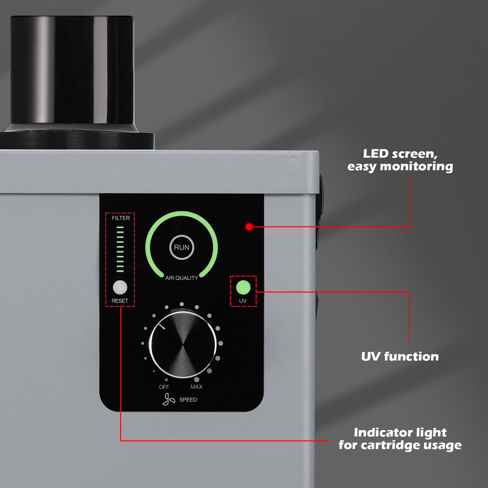 Genmitsu MD13 Smoke Purifier | Advanced LED Interface Screen