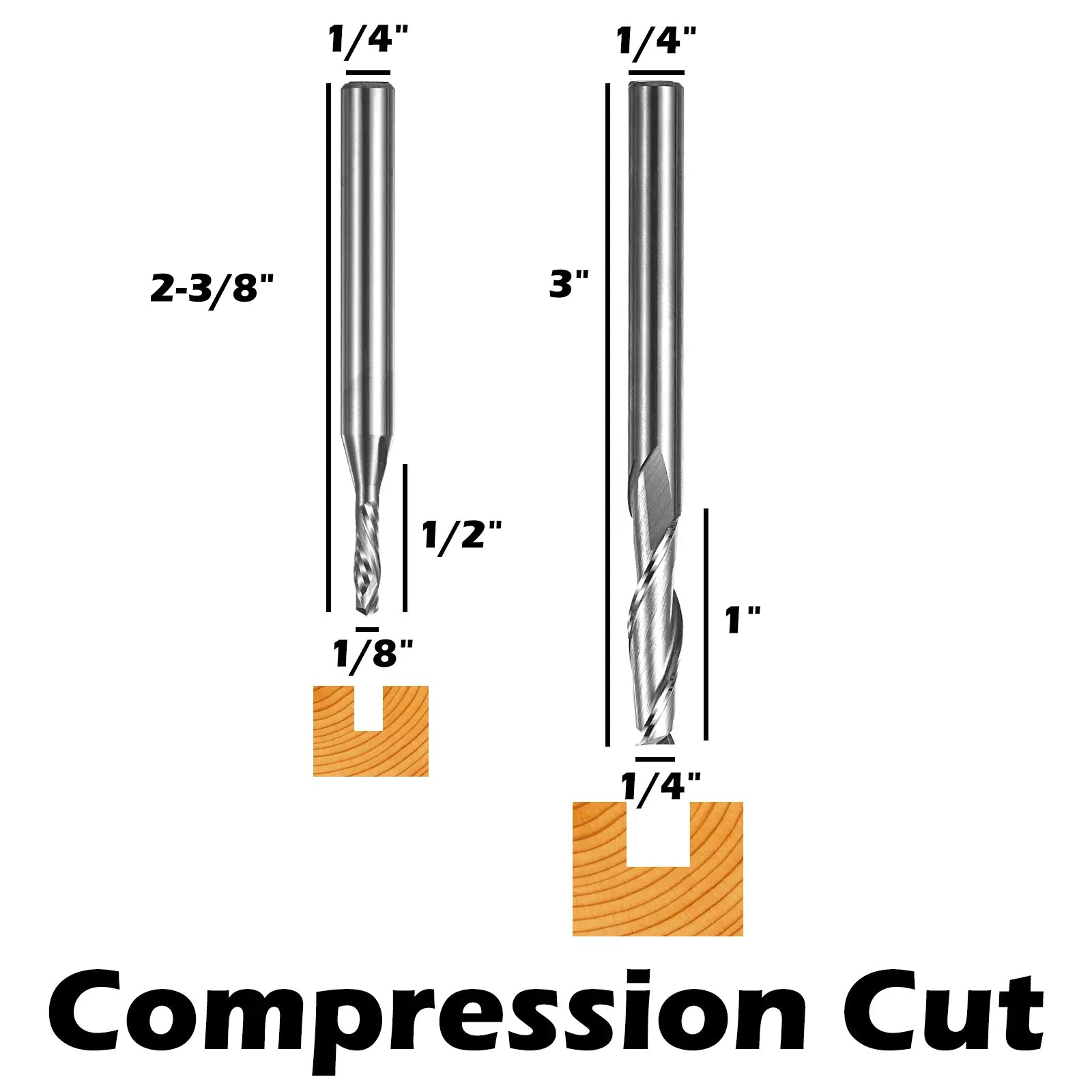 Genmitsu 5pcs Up Cut & Compression Cut End Mills CNC Router Bits
