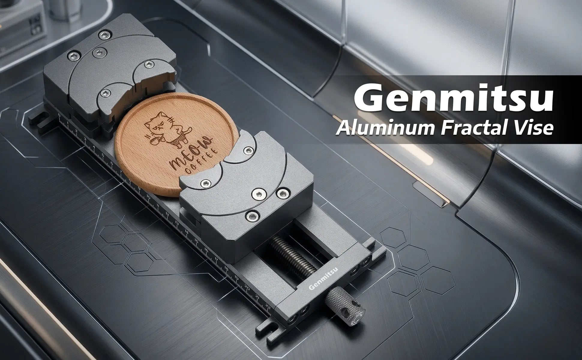Fractal Vise with 100° Adjustable Jaw for Irregular Shape, 120mm Clamping Range, Dual Fixation Design for Genmitsu & Other Brand CNC Machines | SainSmart