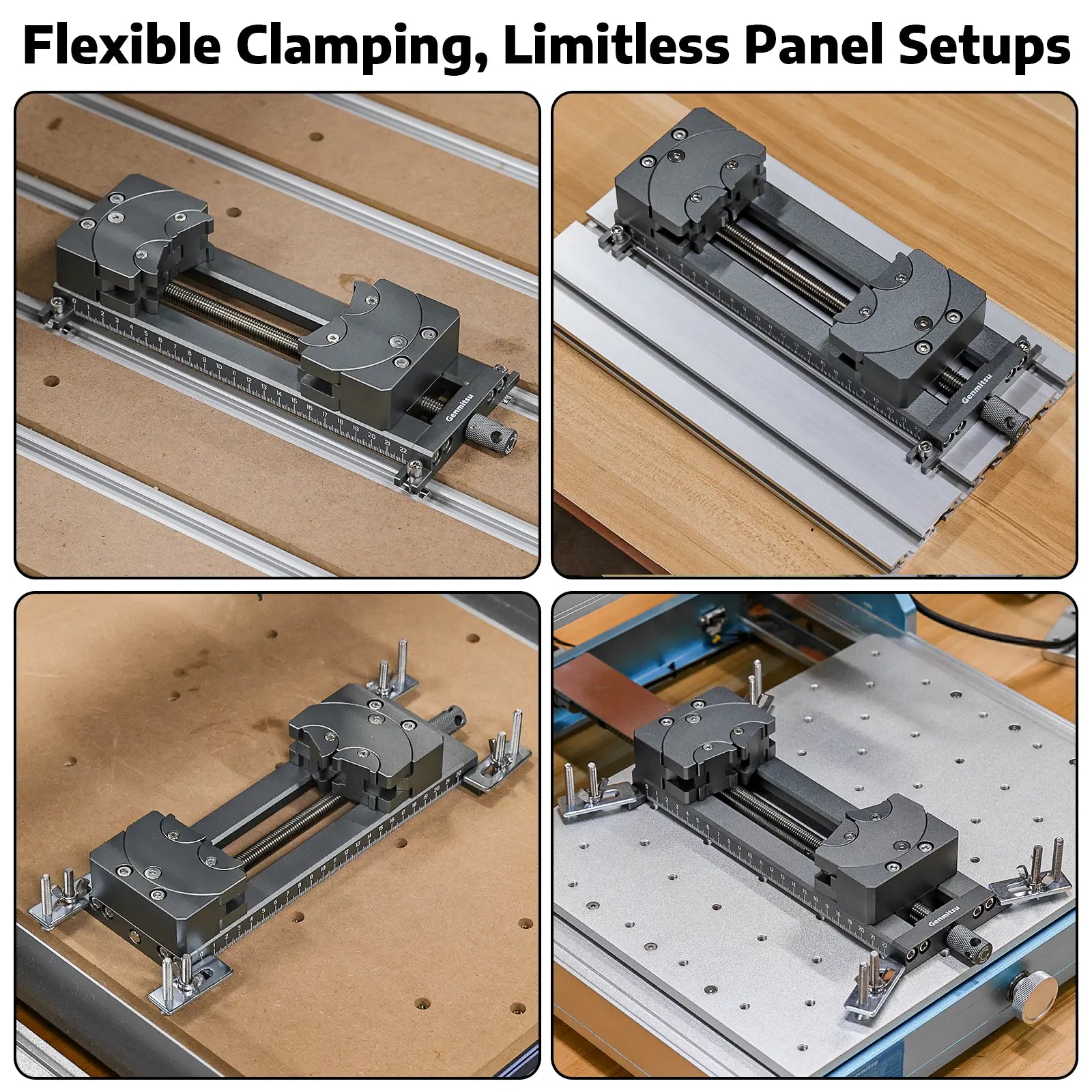 Fractal Vise with 100° Adjustable Jaw for Irregular Shape, 120mm Clamping Range, Dual Fixation Design for Genmitsu & Other Brand CNC Machines | SainSmart