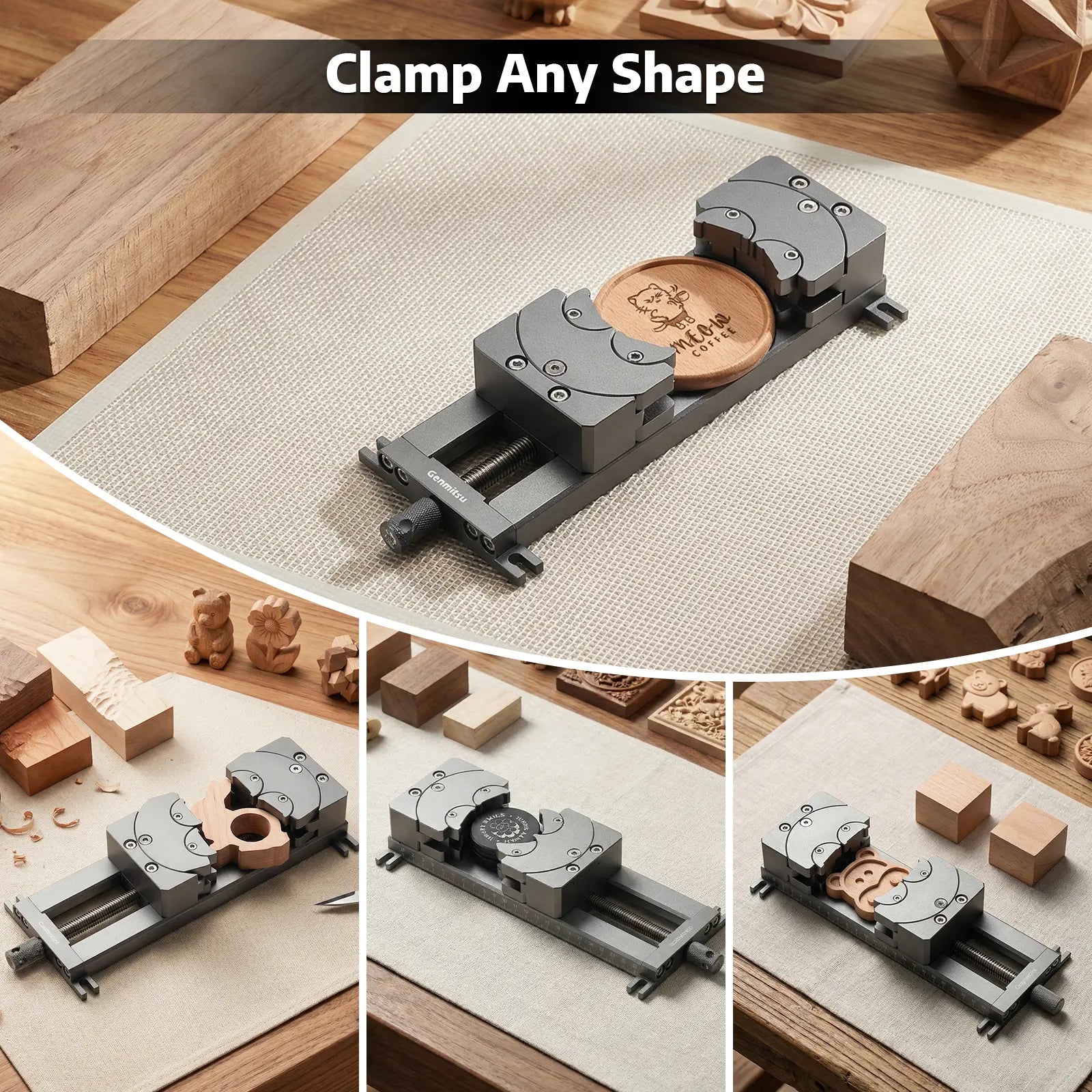 Fractal Vise with 100° Adjustable Jaw for Irregular Shape, 120mm Clamping Range, Dual Fixation Design for Genmitsu & Other Brand CNC Machines | SainSmart