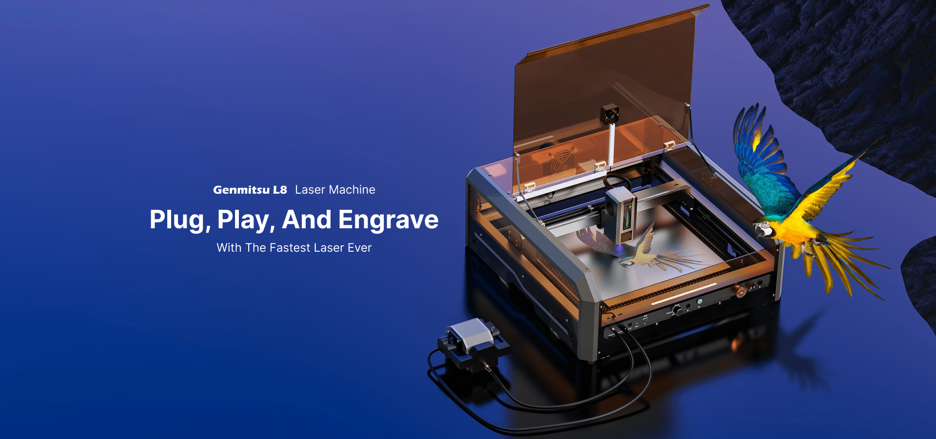 L8 Laser Engraver Machine, 20W/40W Power, 40000mm/min High Speed All-in-one, Air Assist, Lightburn Camera